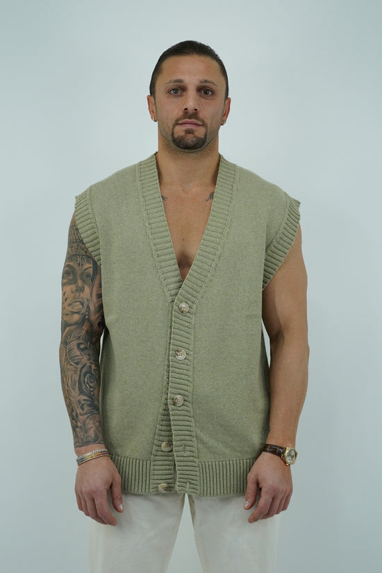 Gilet smacchinato verde safari