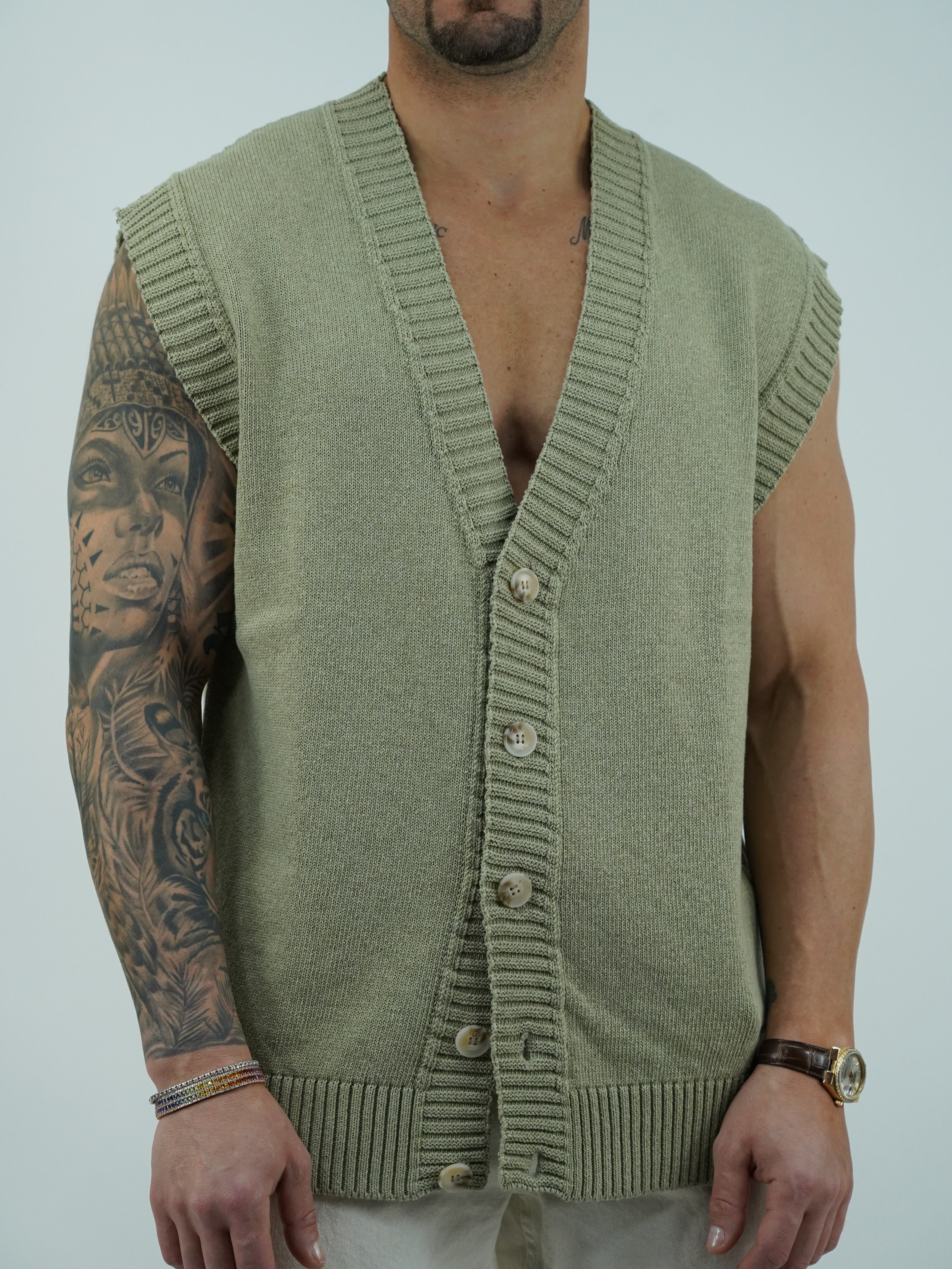 Gilet smacchinato verde safari