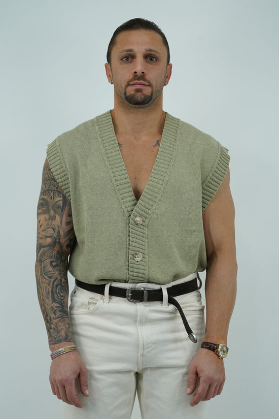 Gilet smacchinato verde safari