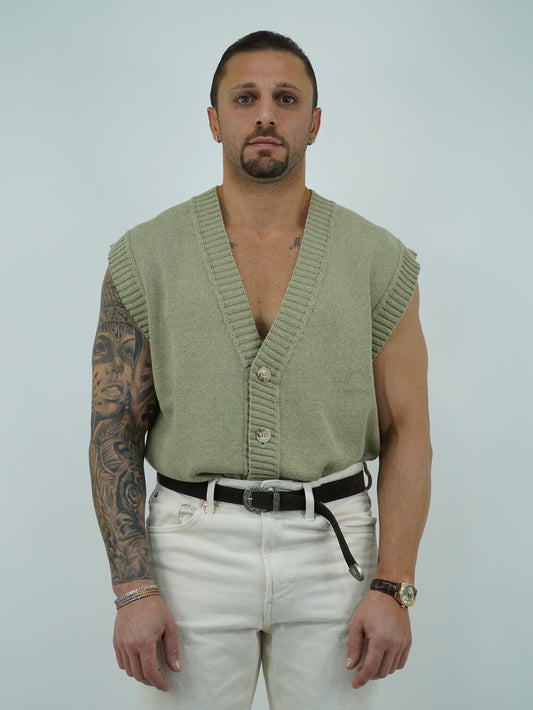 Gilet smacchinato verde safari