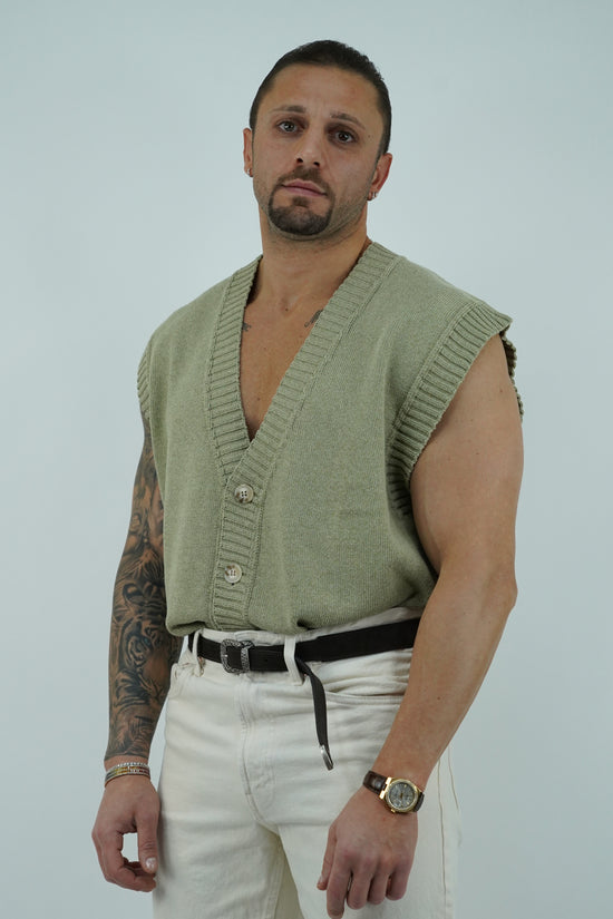 Gilet smacchinato verde safari