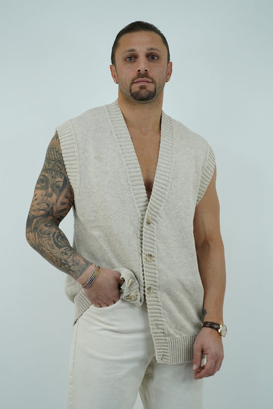 Gilet smacchinato colore lino