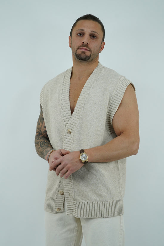 Gilet smacchinato colore lino