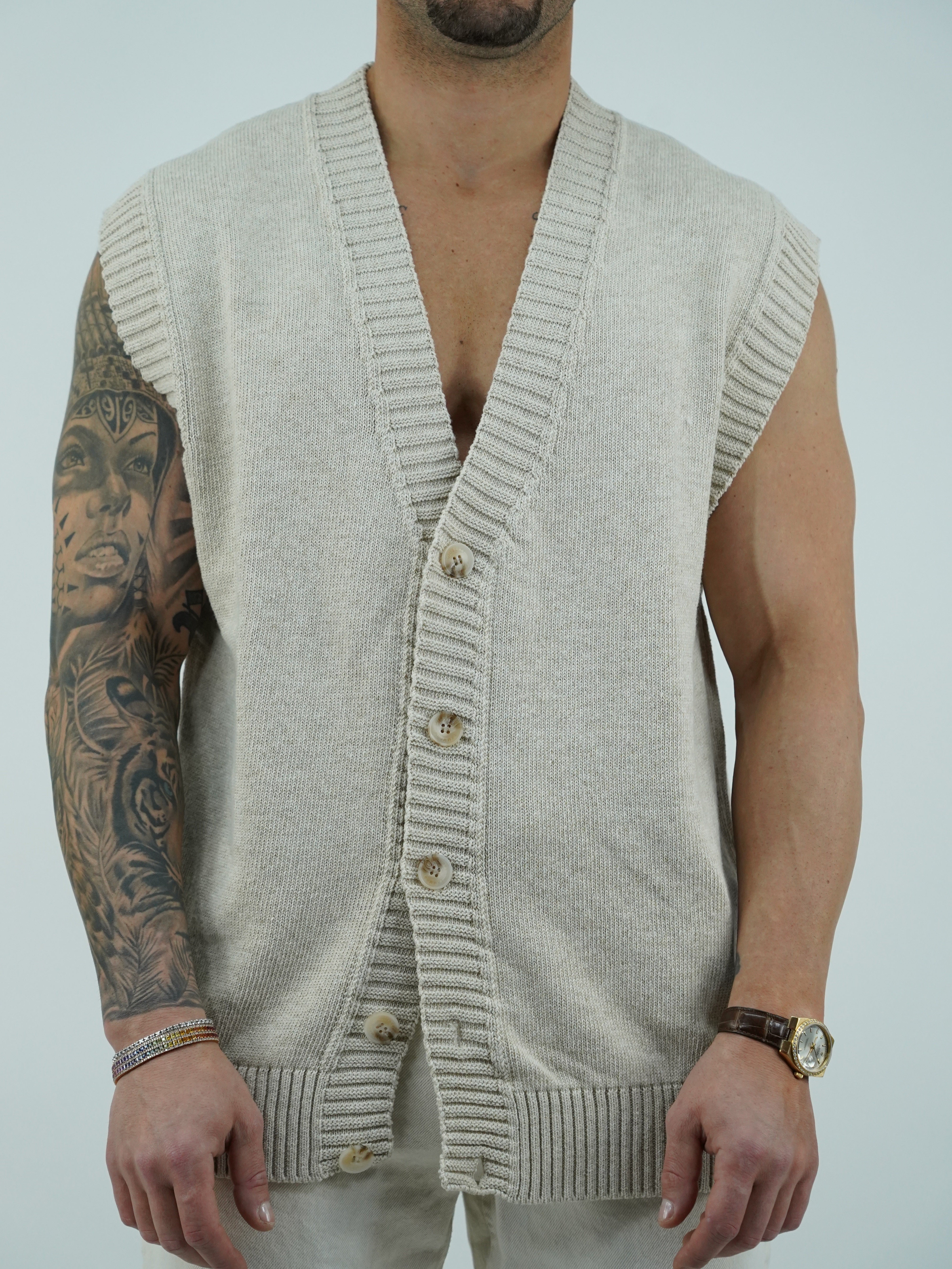 Gilet smacchinato colore lino