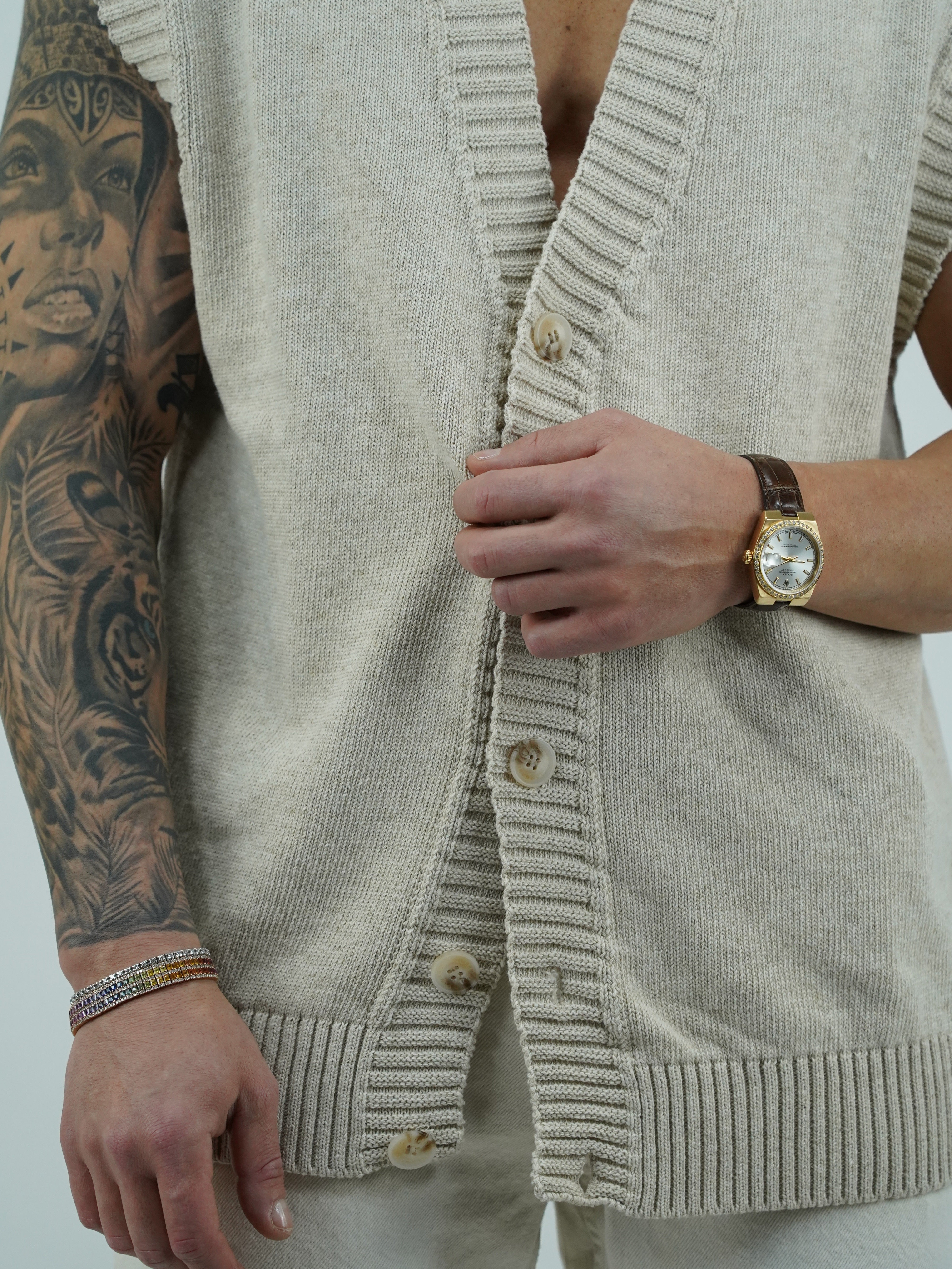 Gilet smacchinato colore lino