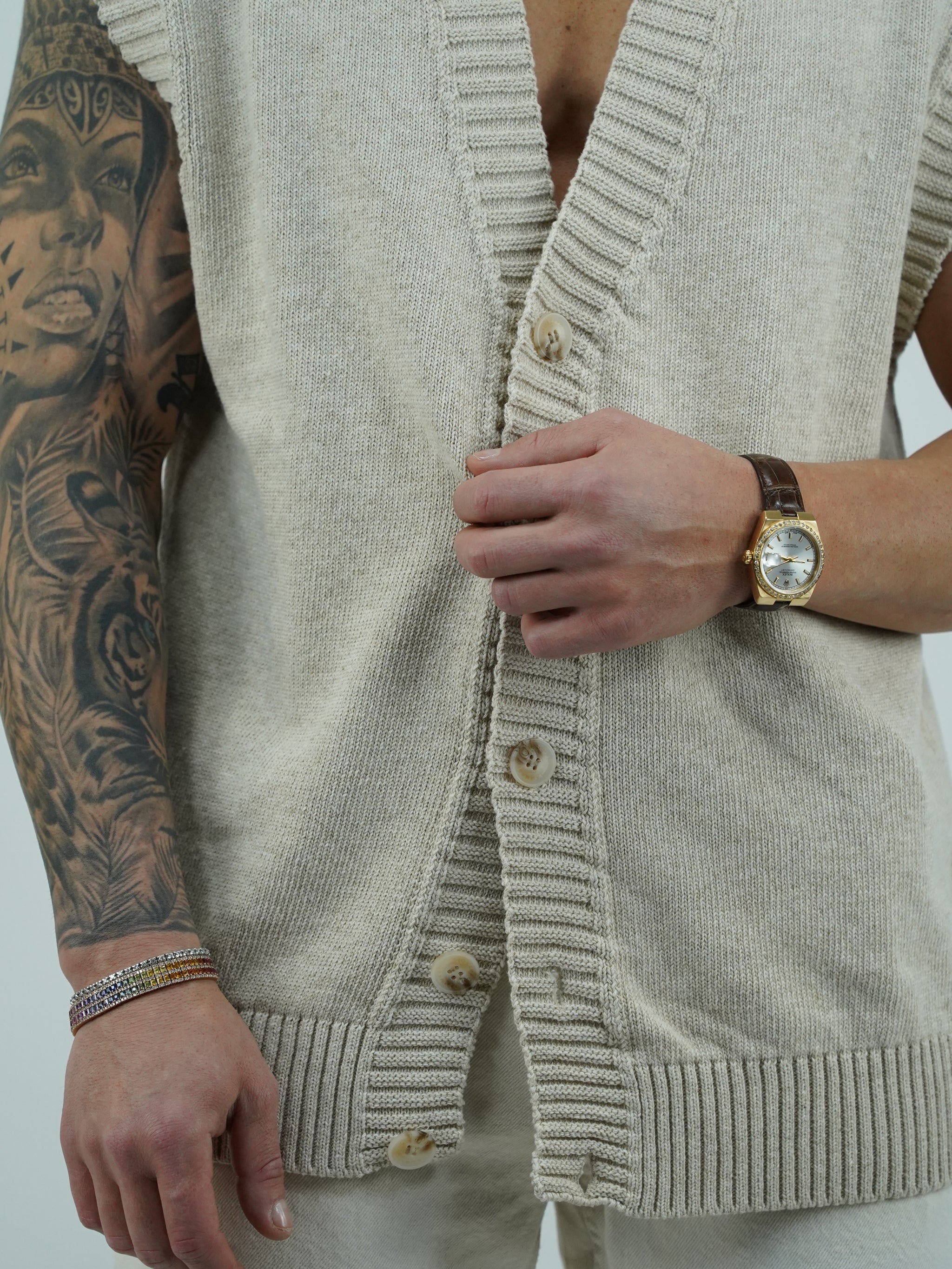 Gilet smacchinato colore lino
