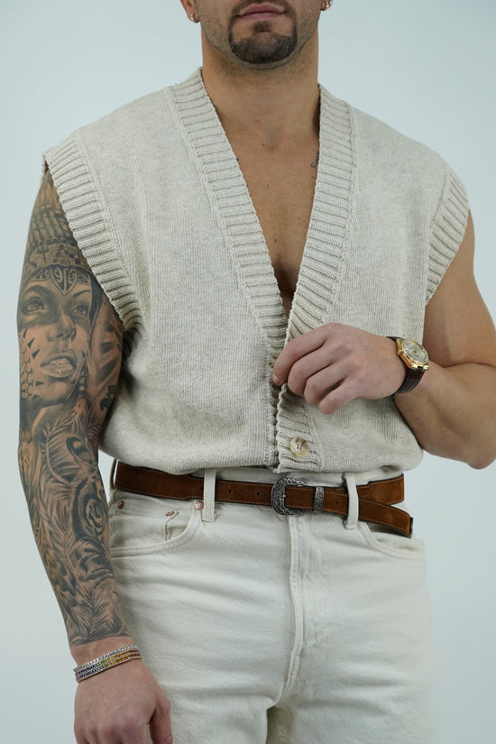 Gilet smacchinato colore lino