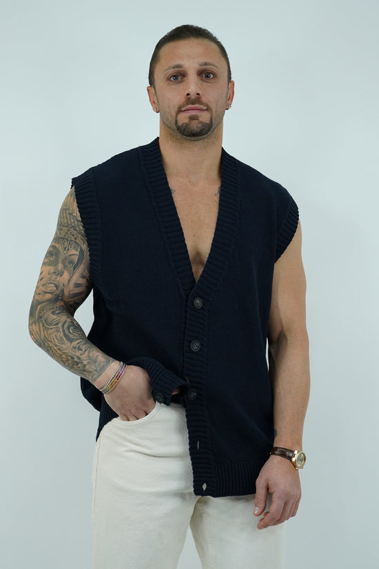 Gilet smacchinato blu