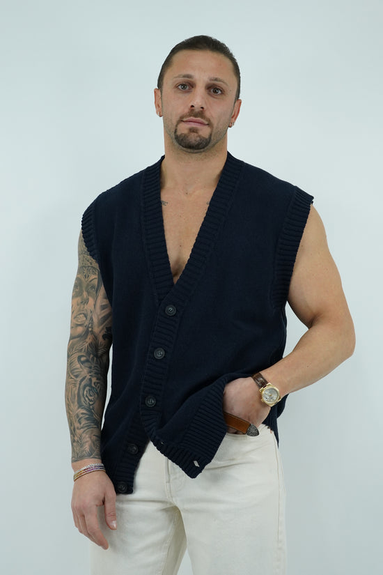 Gilet smacchinato blu