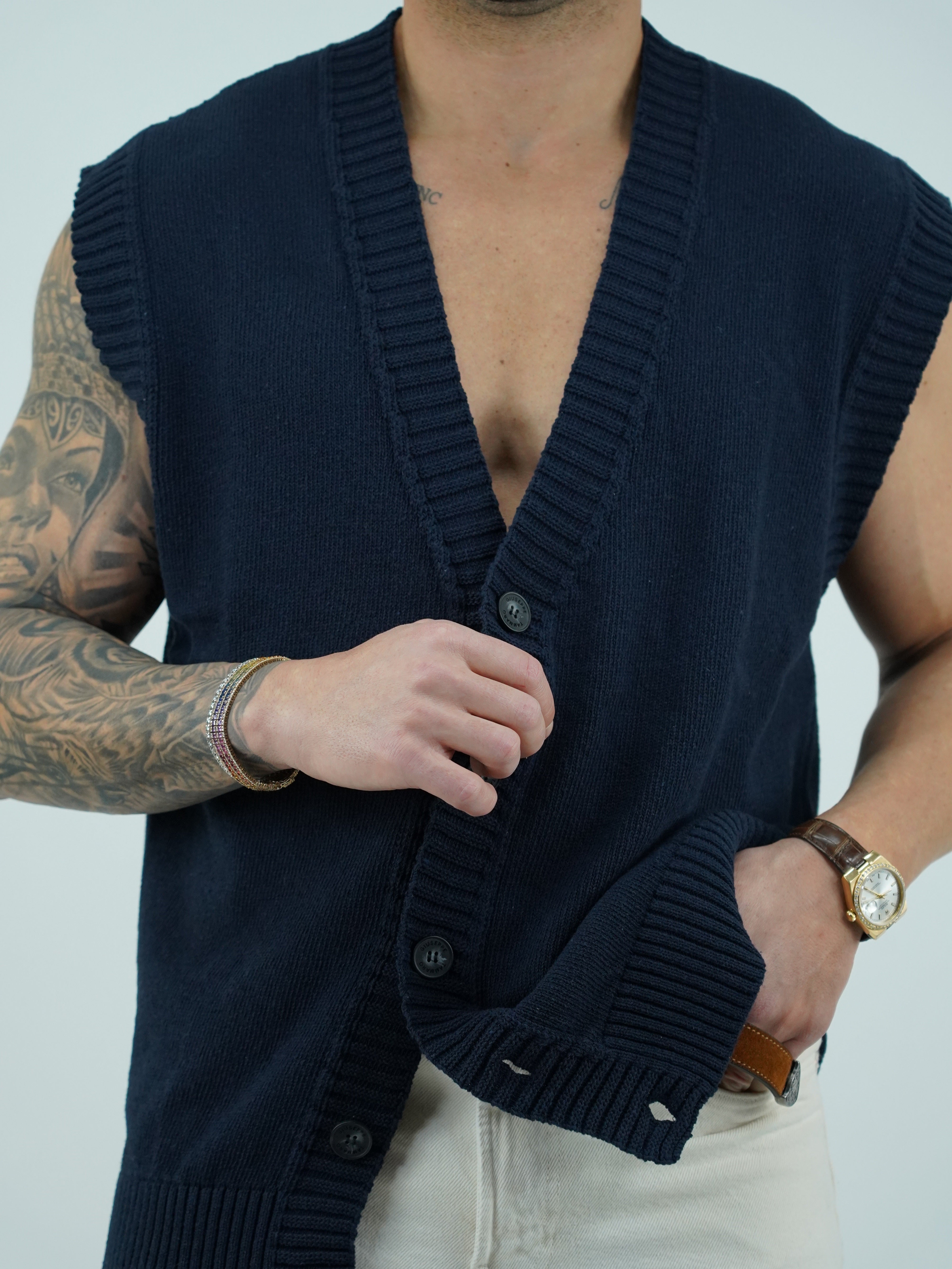 Gilet smacchinato blu