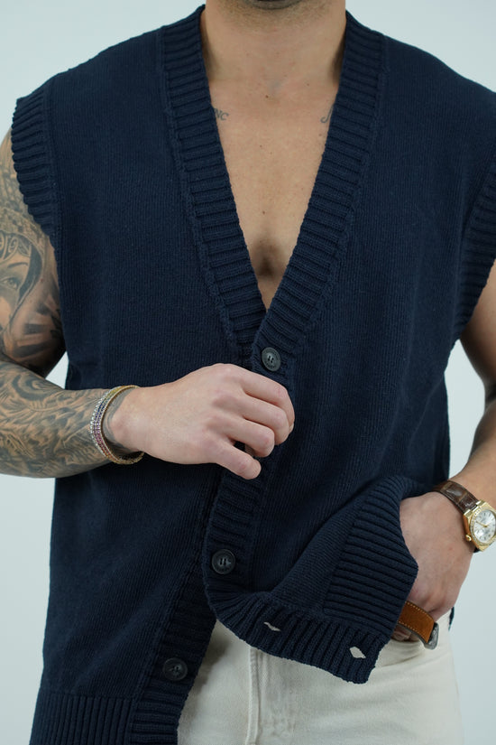 Gilet smacchinato blu