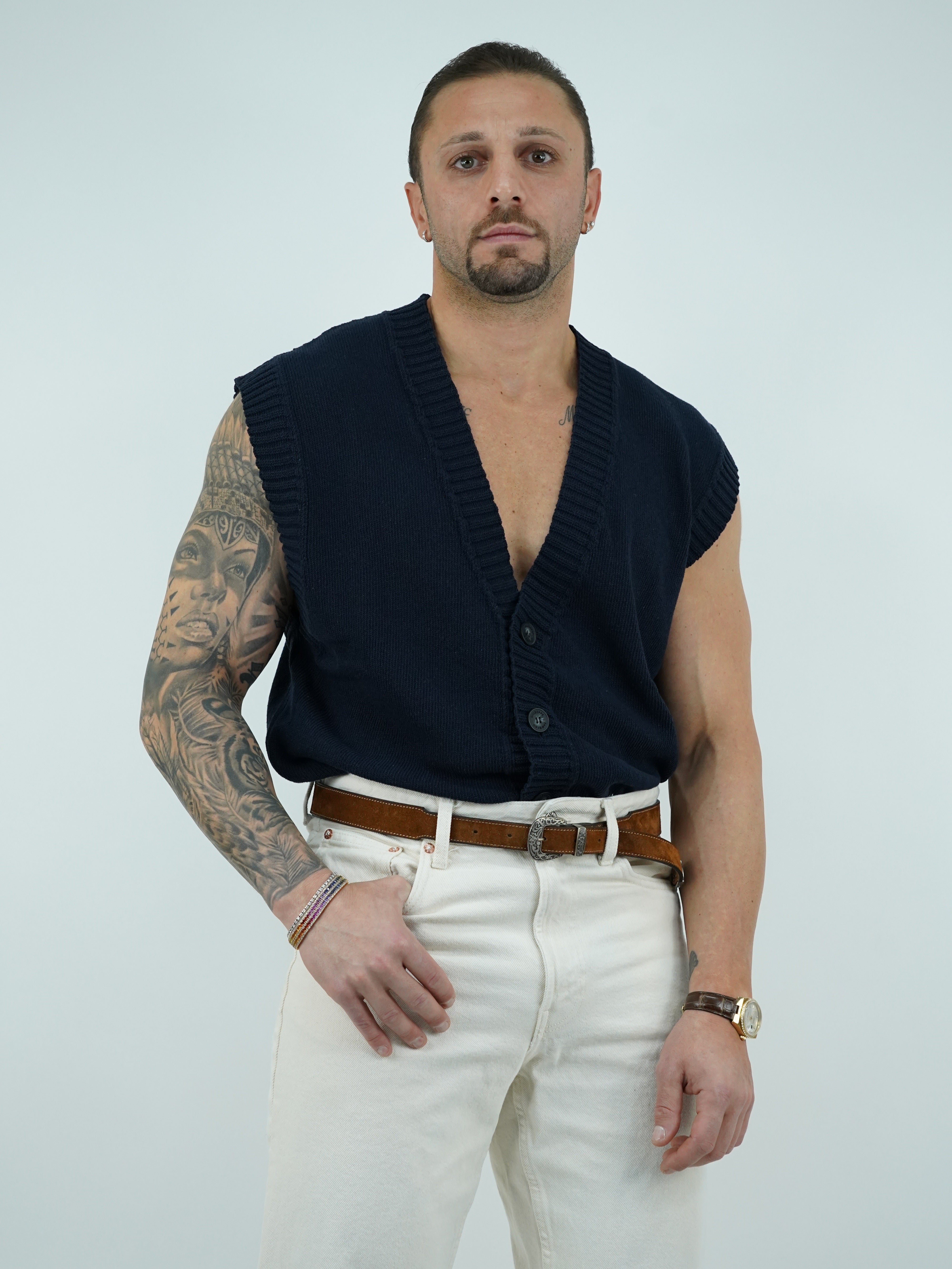 Gilet smacchinato blu