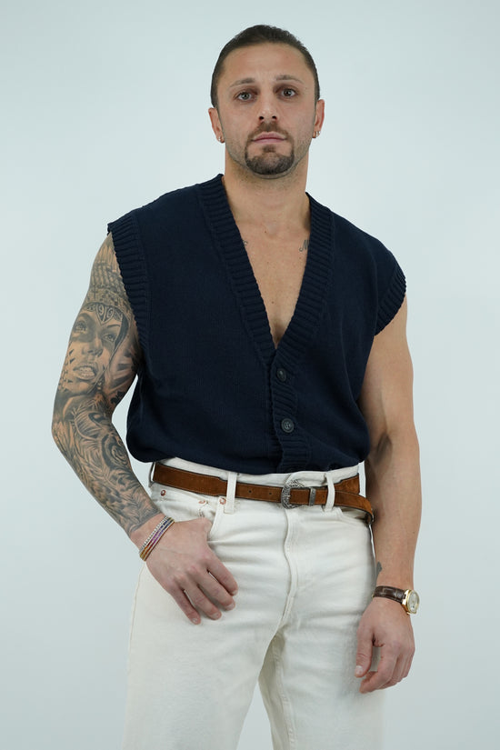 Gilet smacchinato blu