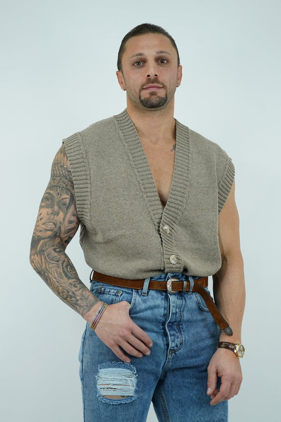 Gilet smacchinato argilla