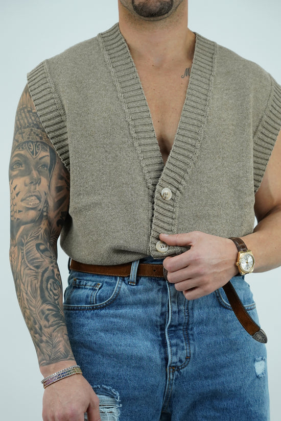 Gilet smacchinato argilla