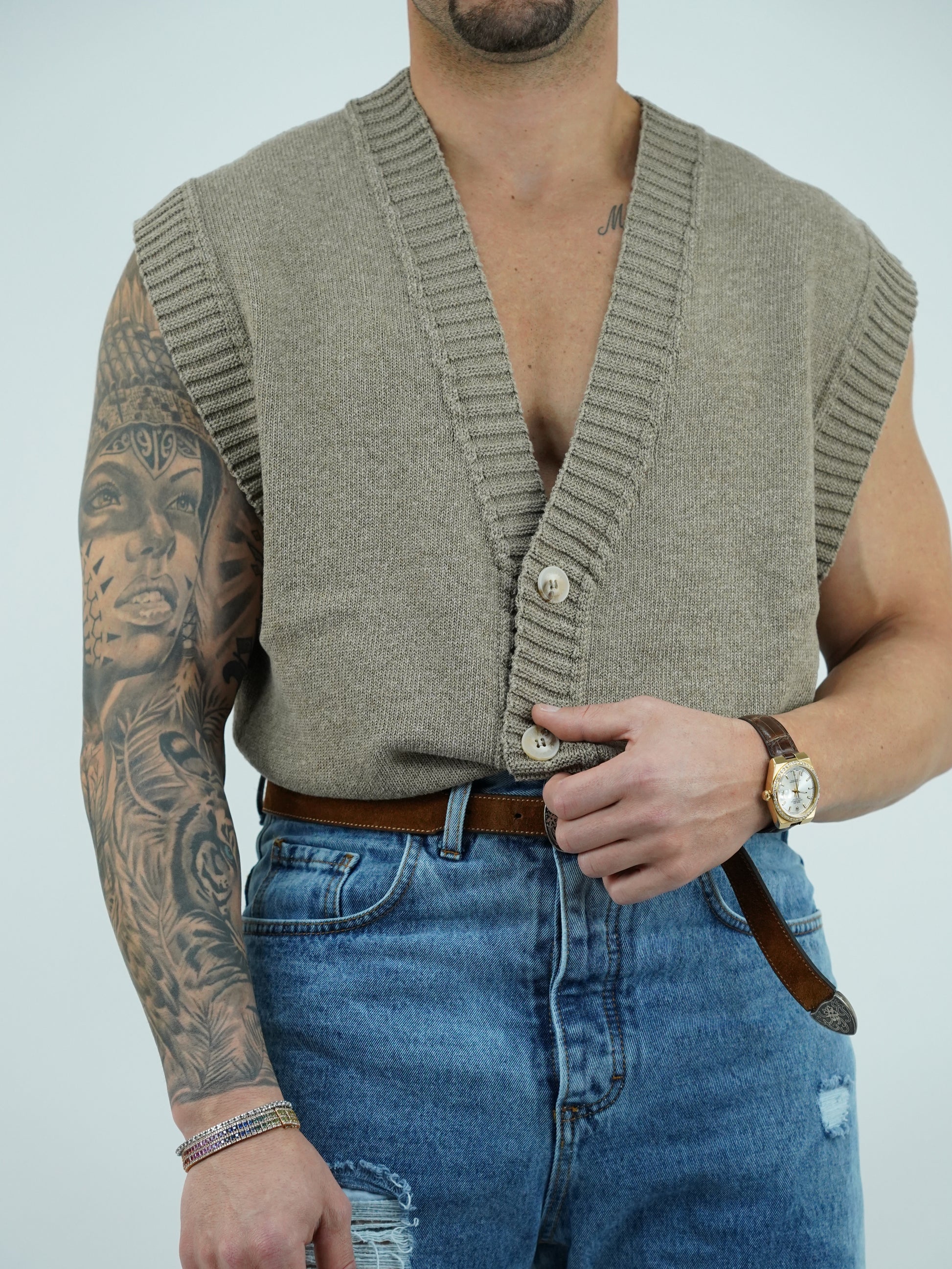 Gilet smacchinato argilla