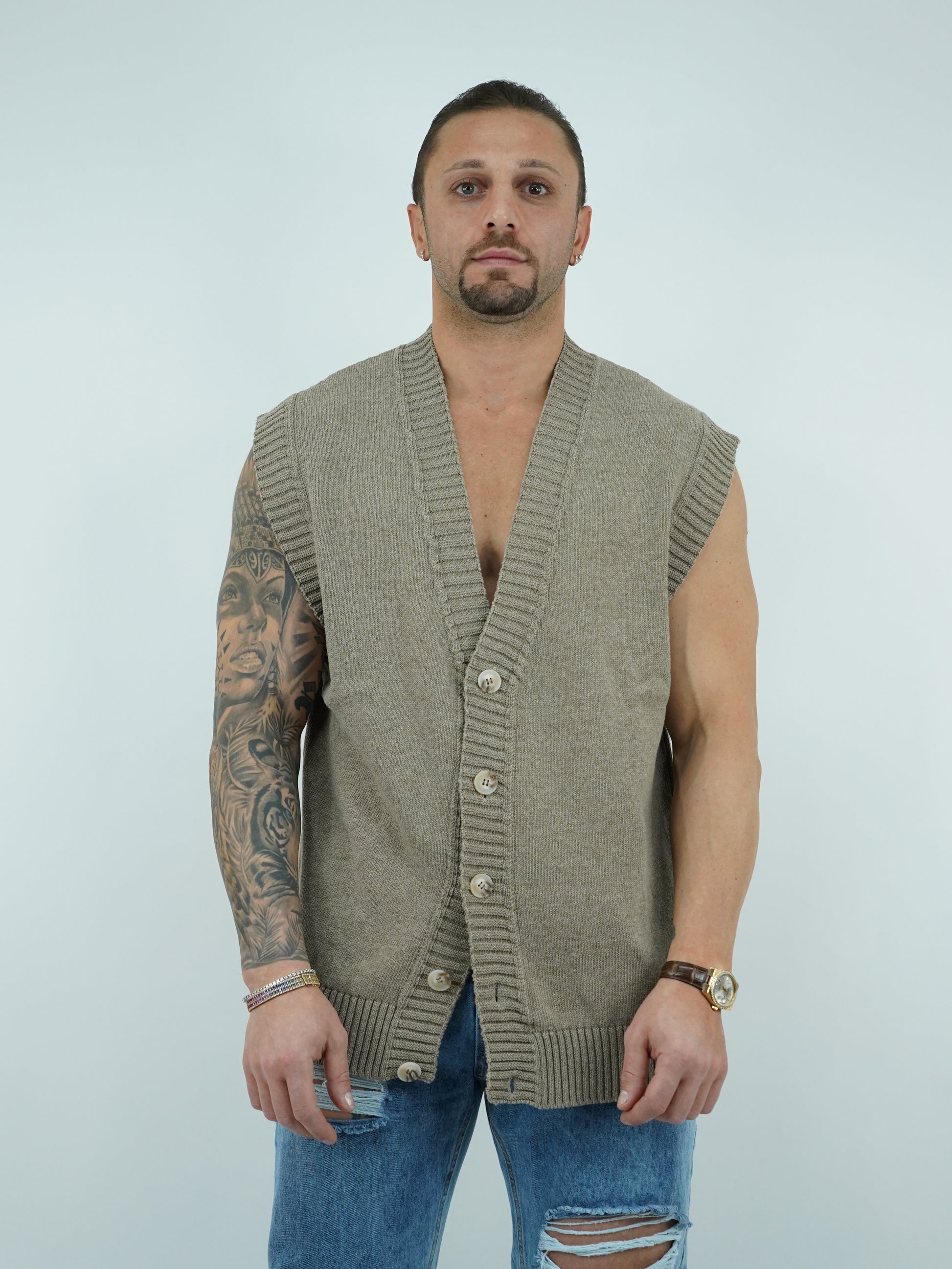 Gilet smacchinato argilla