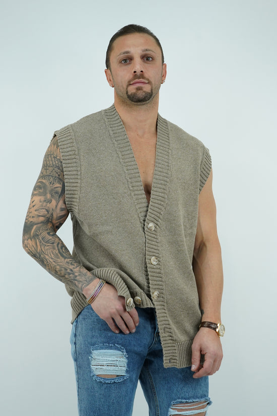 Gilet smacchinato argilla