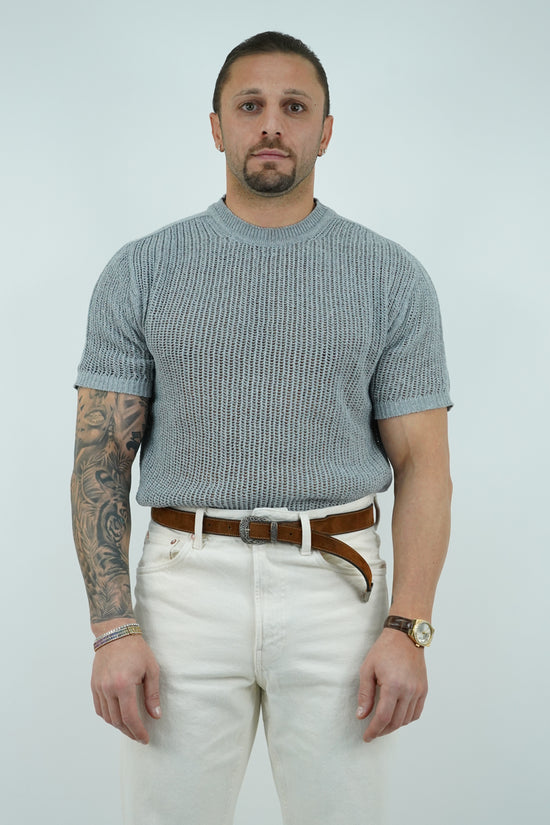 T-shirt forata grigio fumo