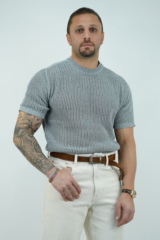 T-shirt forata grigio fumo