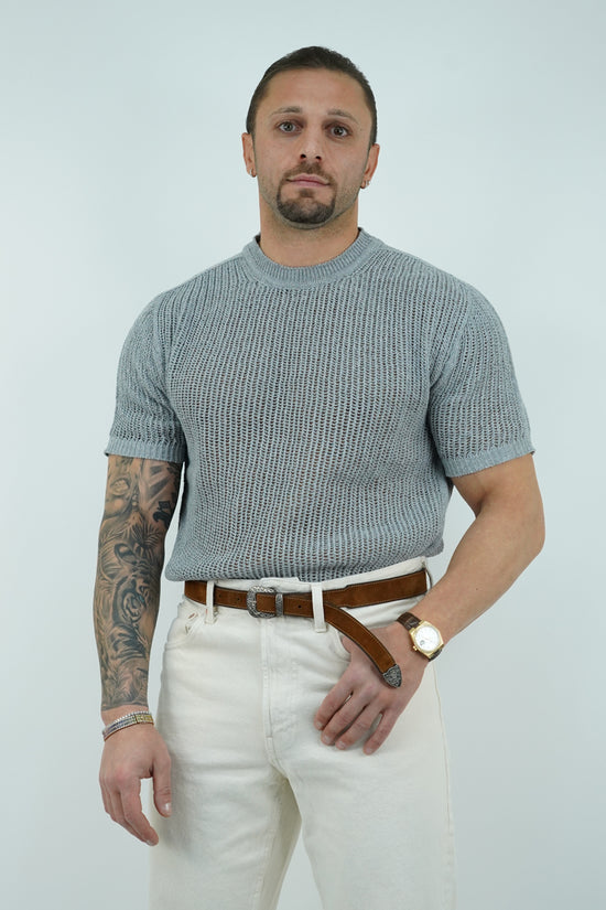 T-shirt forata grigio fumo