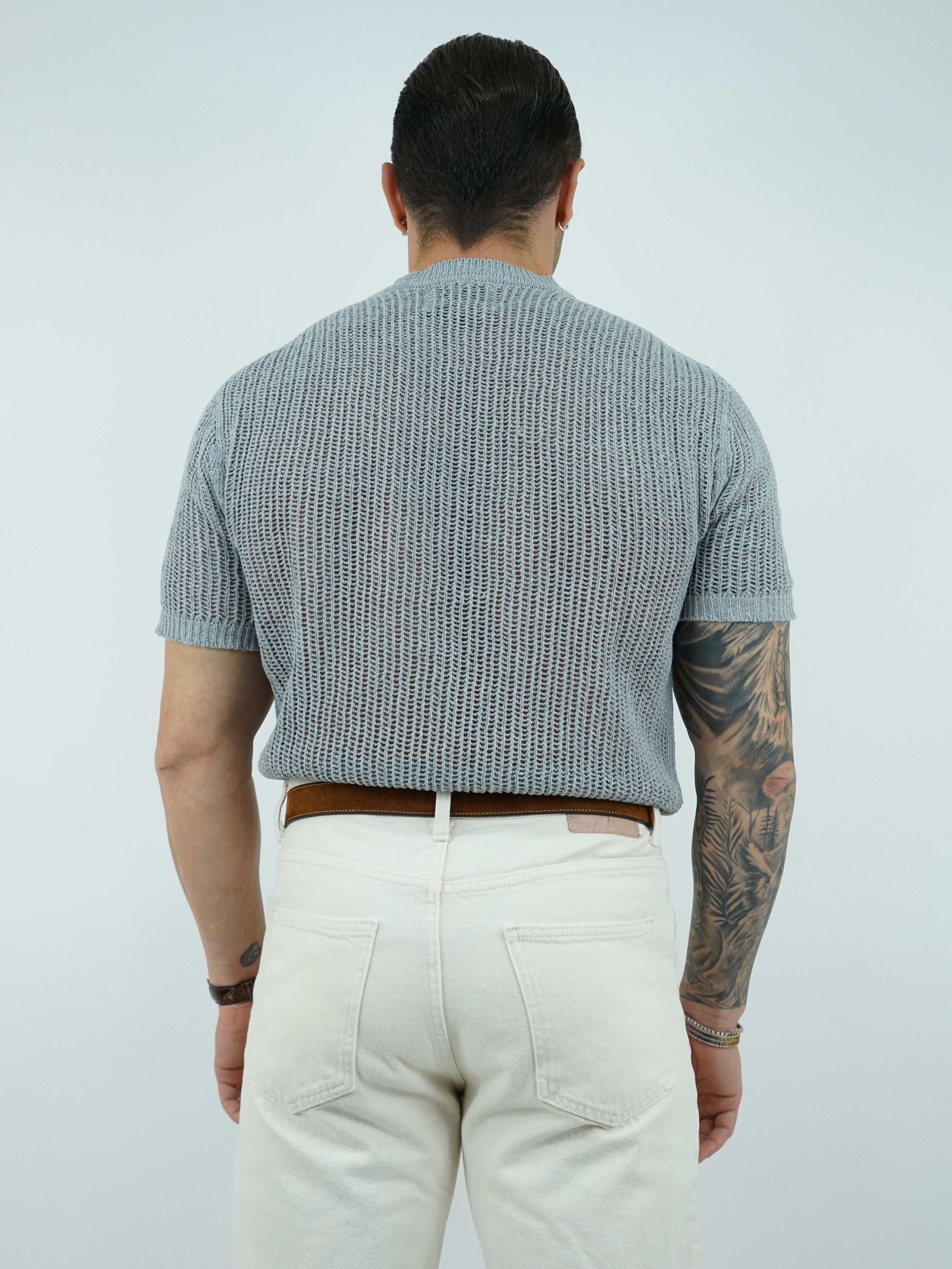 T-shirt forata grigio fumo