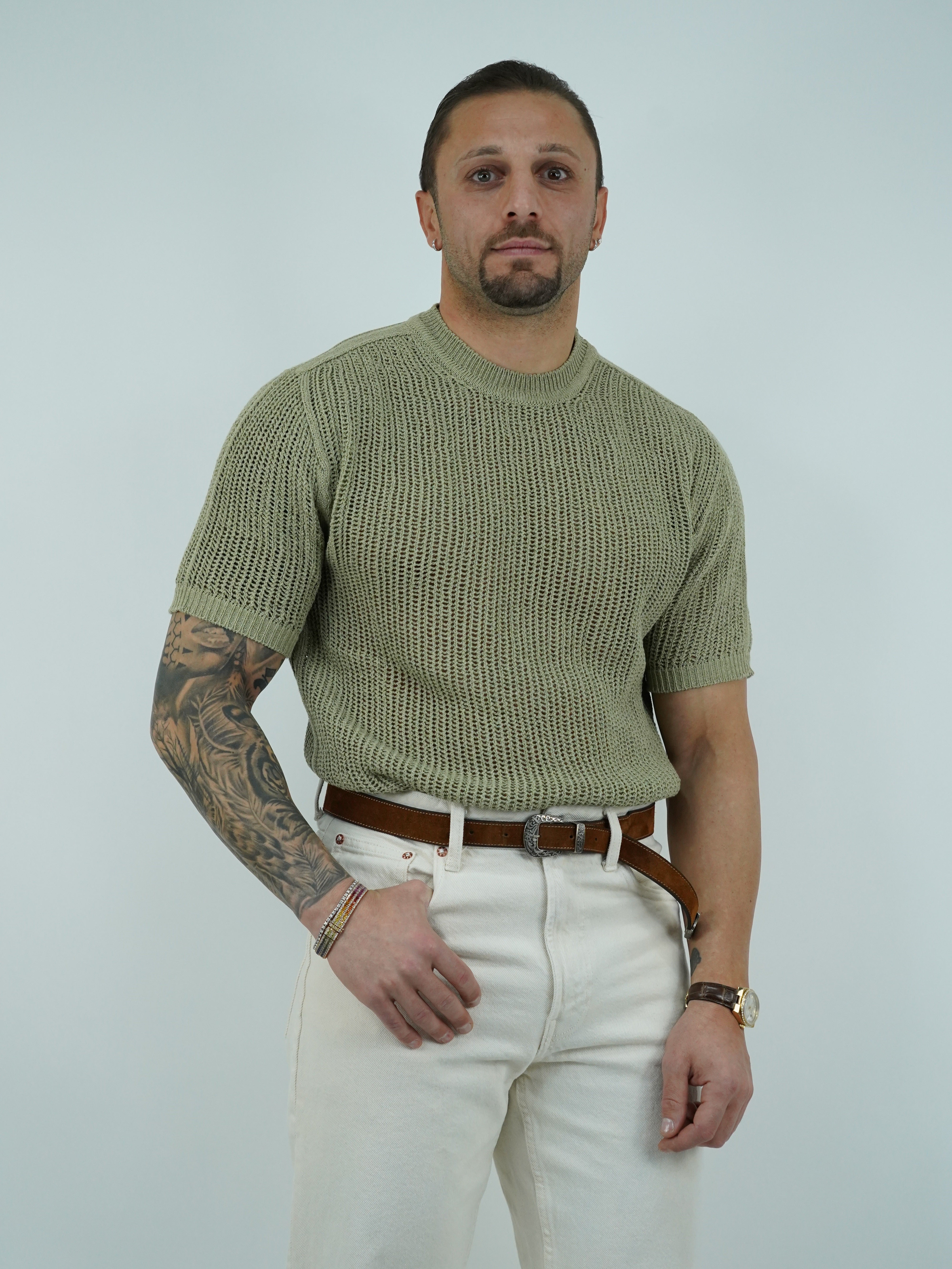 T-shirt forata verde safari