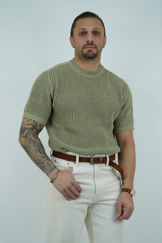T-shirt forata verde safari