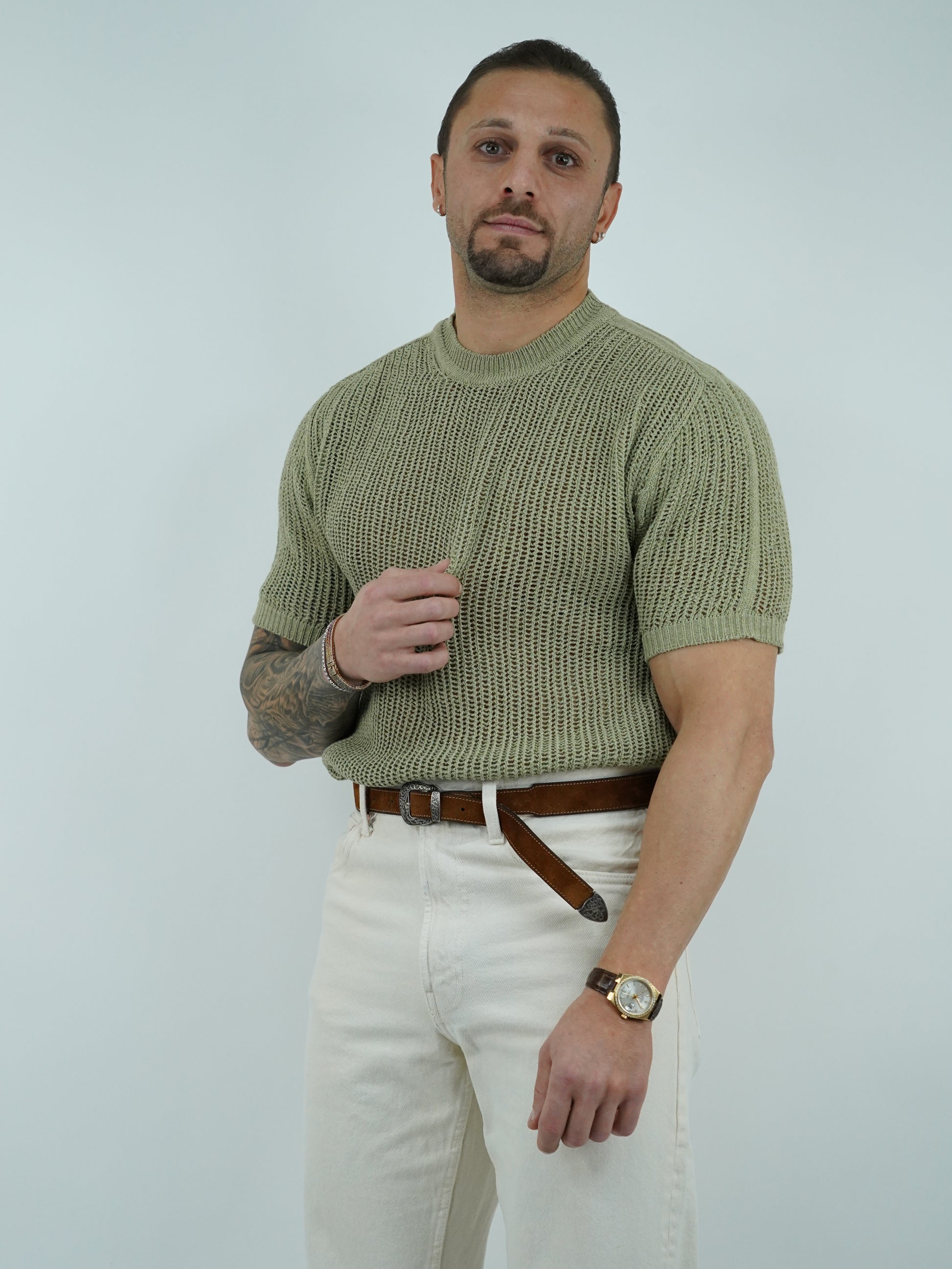 T-shirt forata verde safari