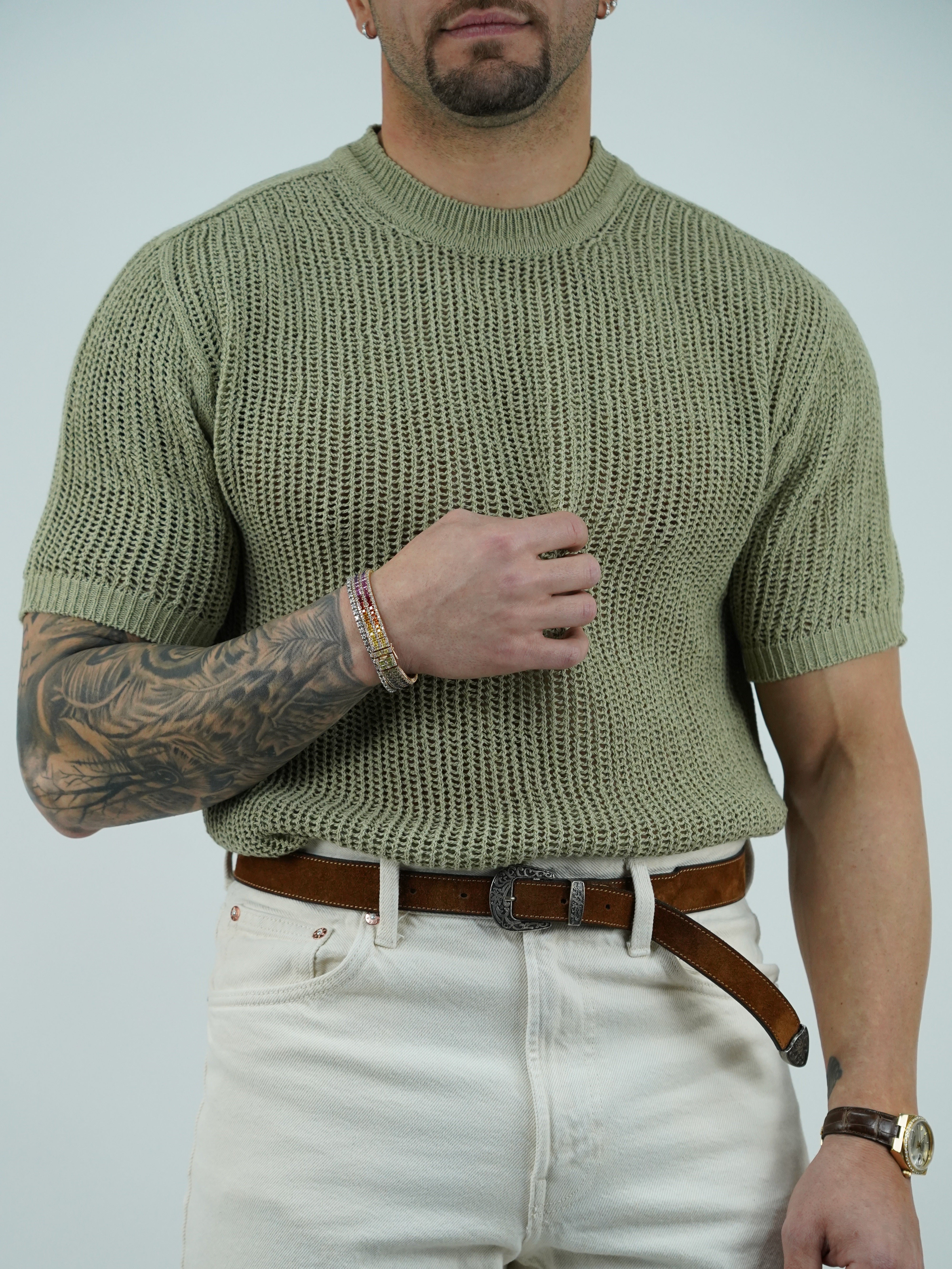 T-shirt forata verde safari