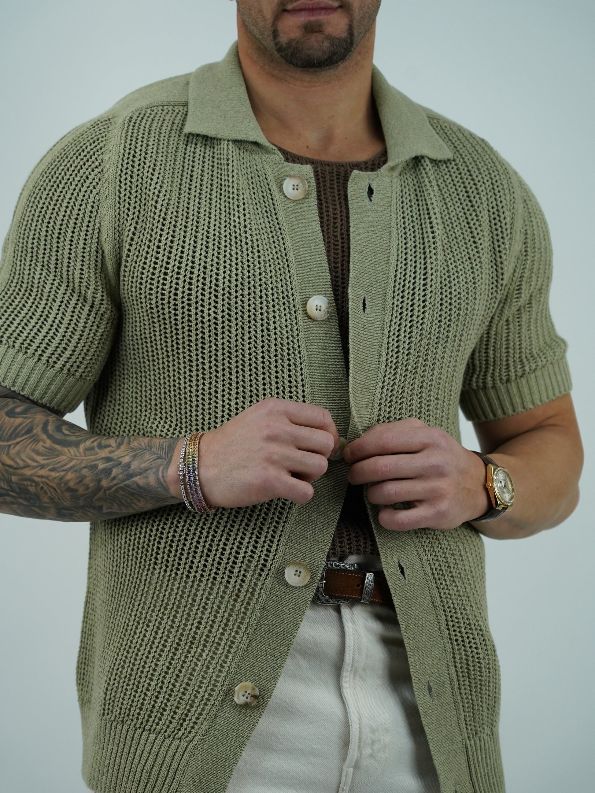 Camicia forata verde safari