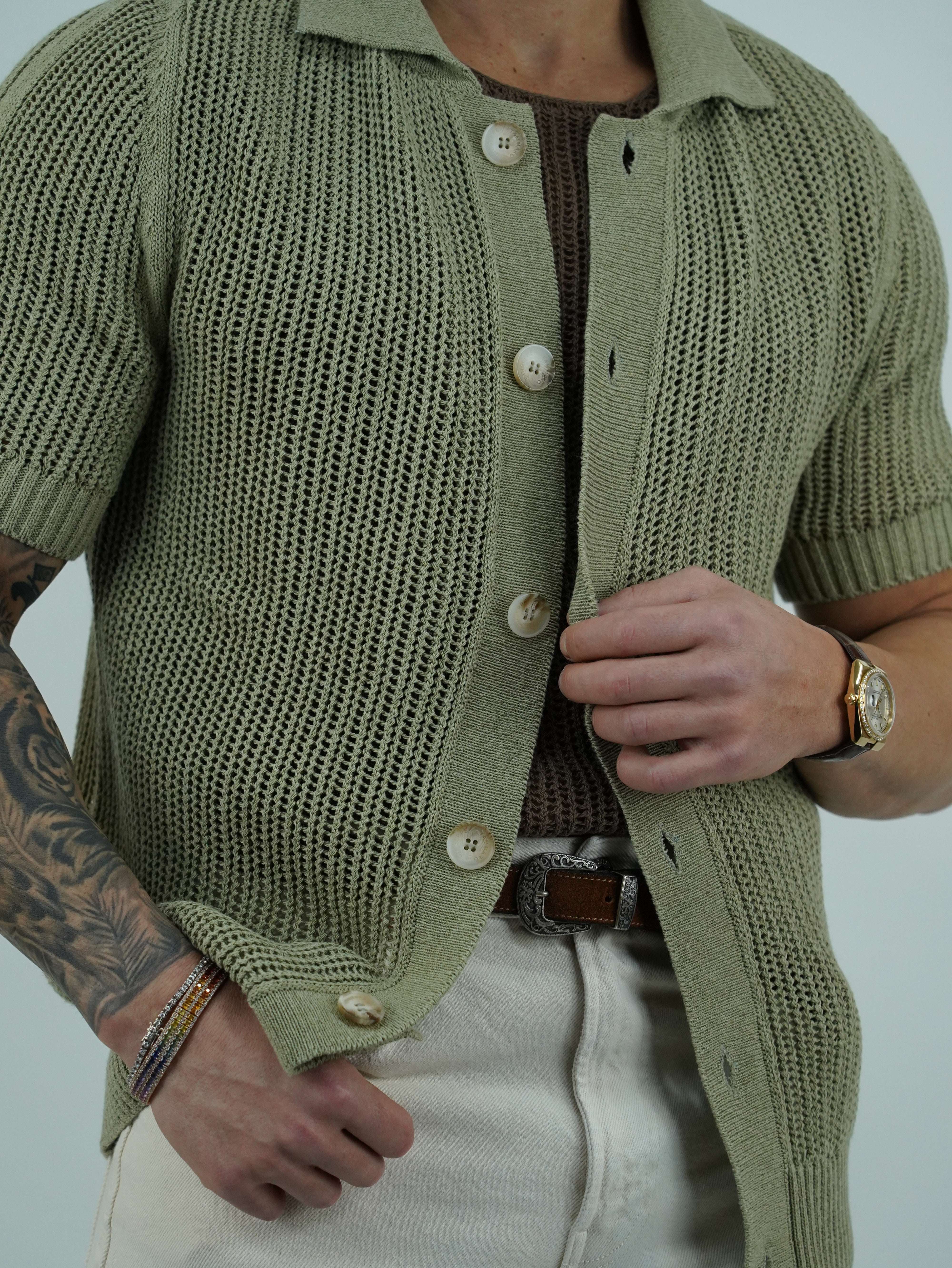 Camicia forata verde safari