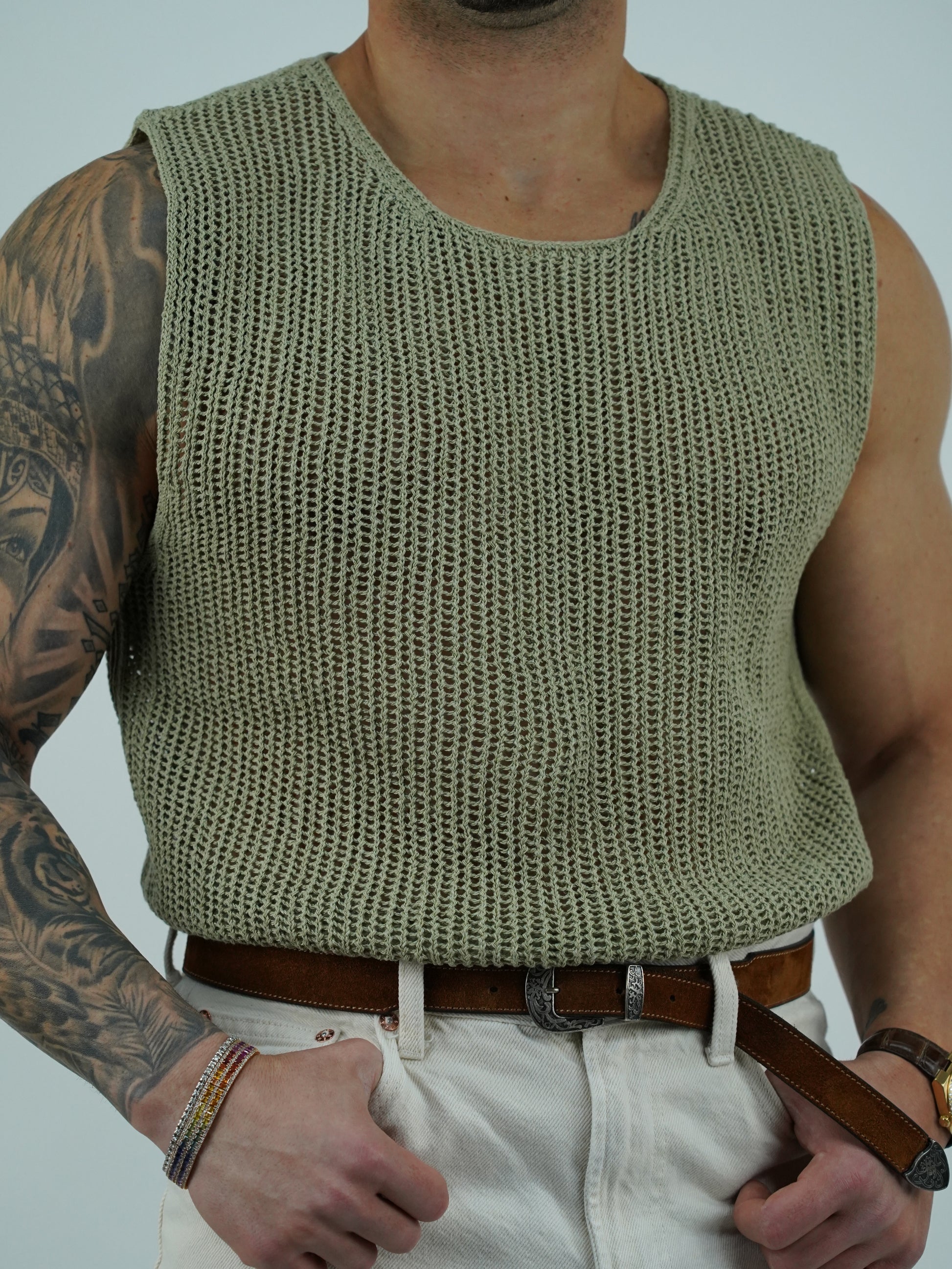 Canotta forata verde safari