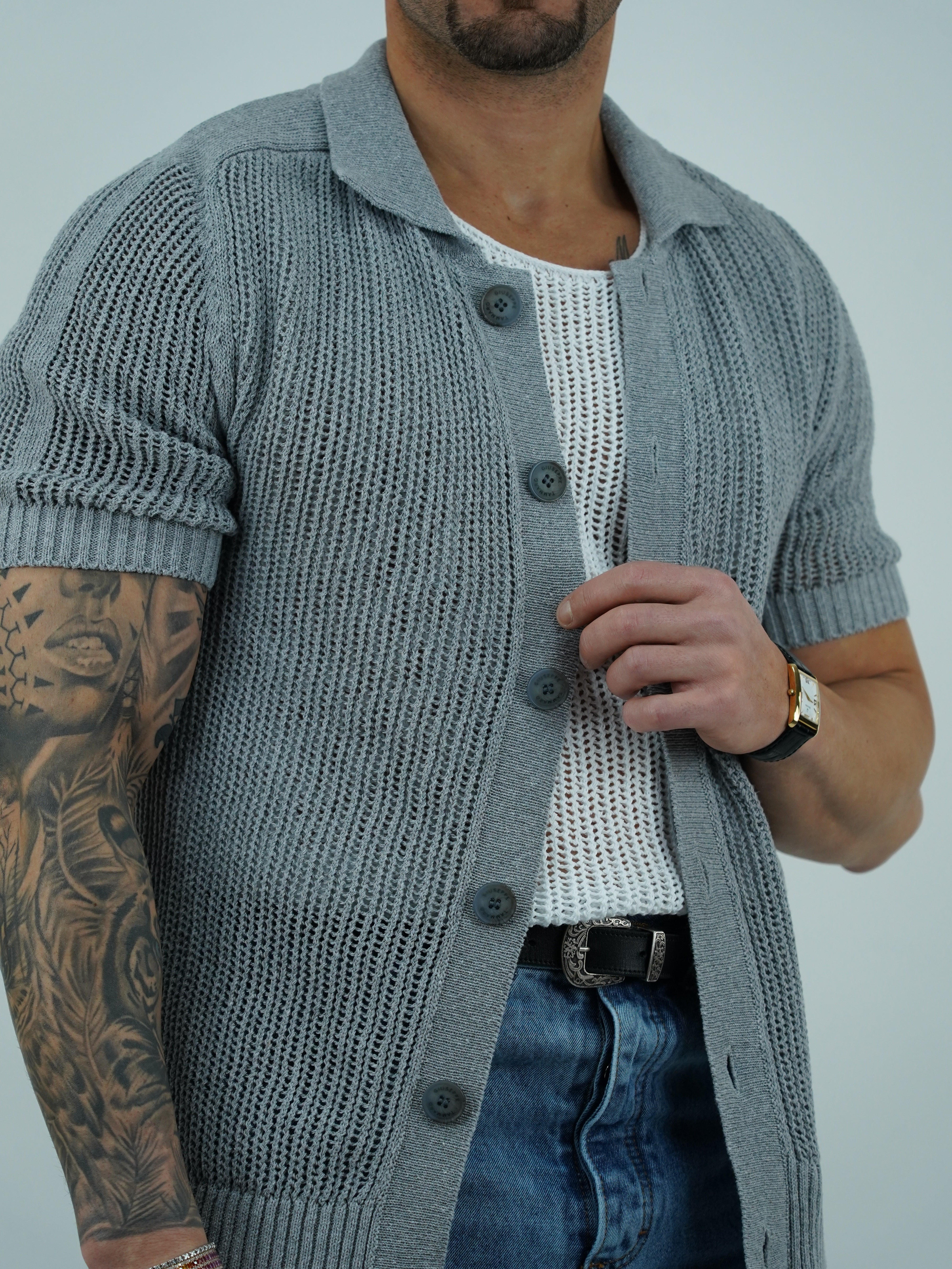 Camicia forata grigio fumo