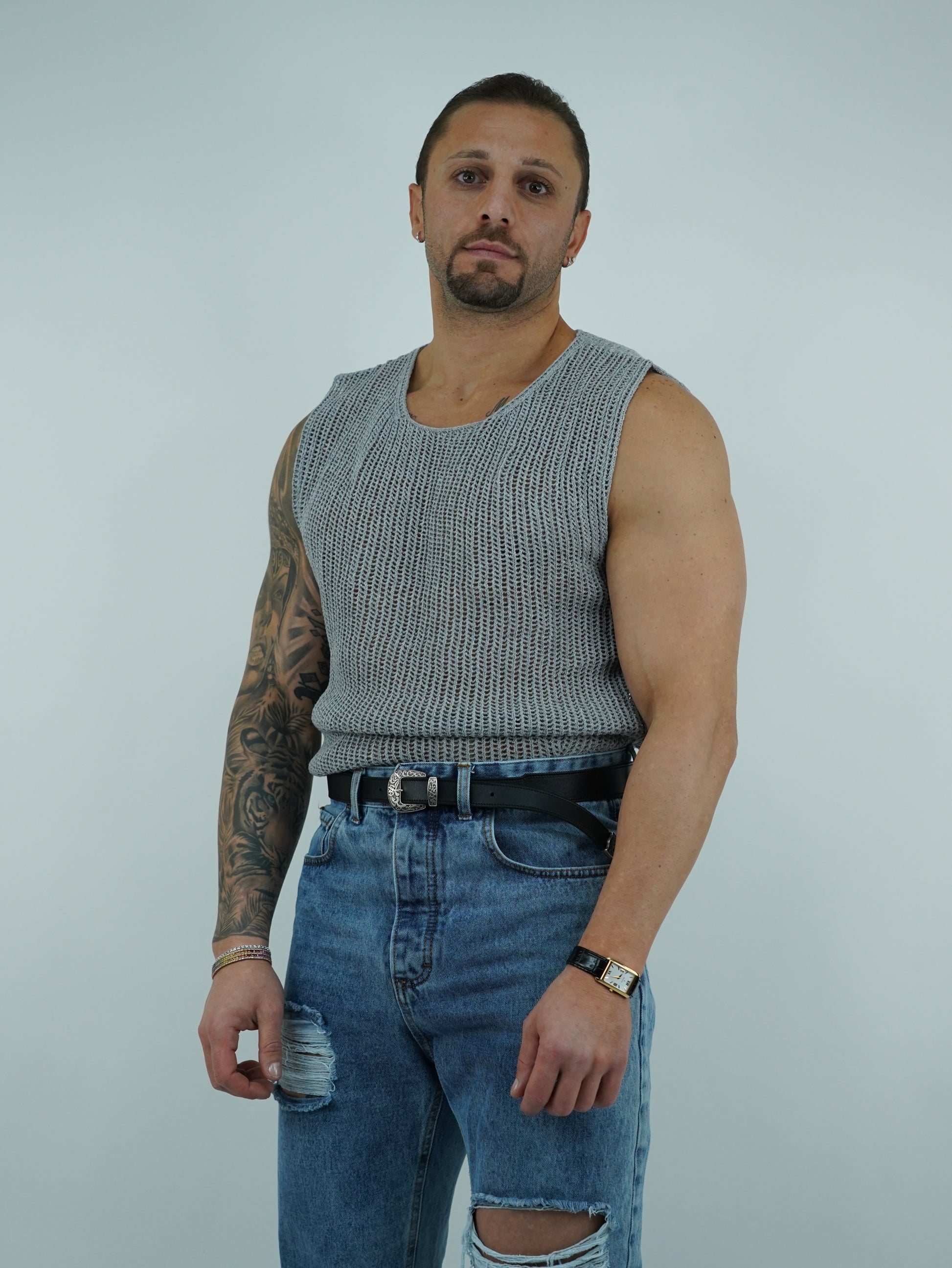 Canotta forata grigio fumo