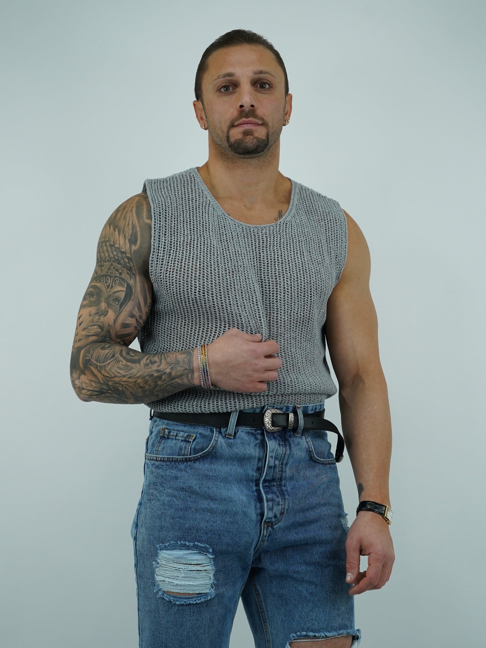 Canotta forata grigio fumo