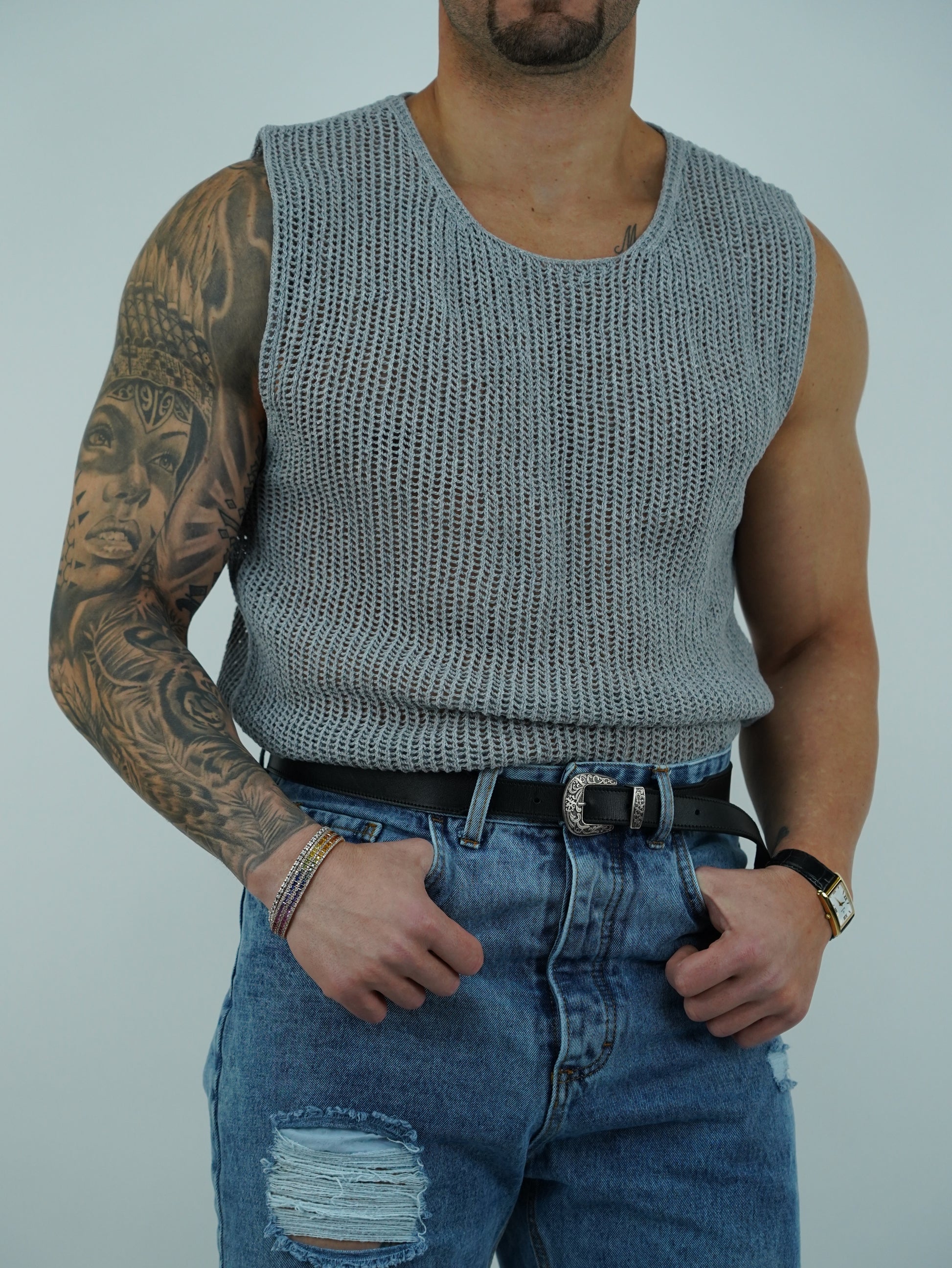 Canotta forata grigio fumo