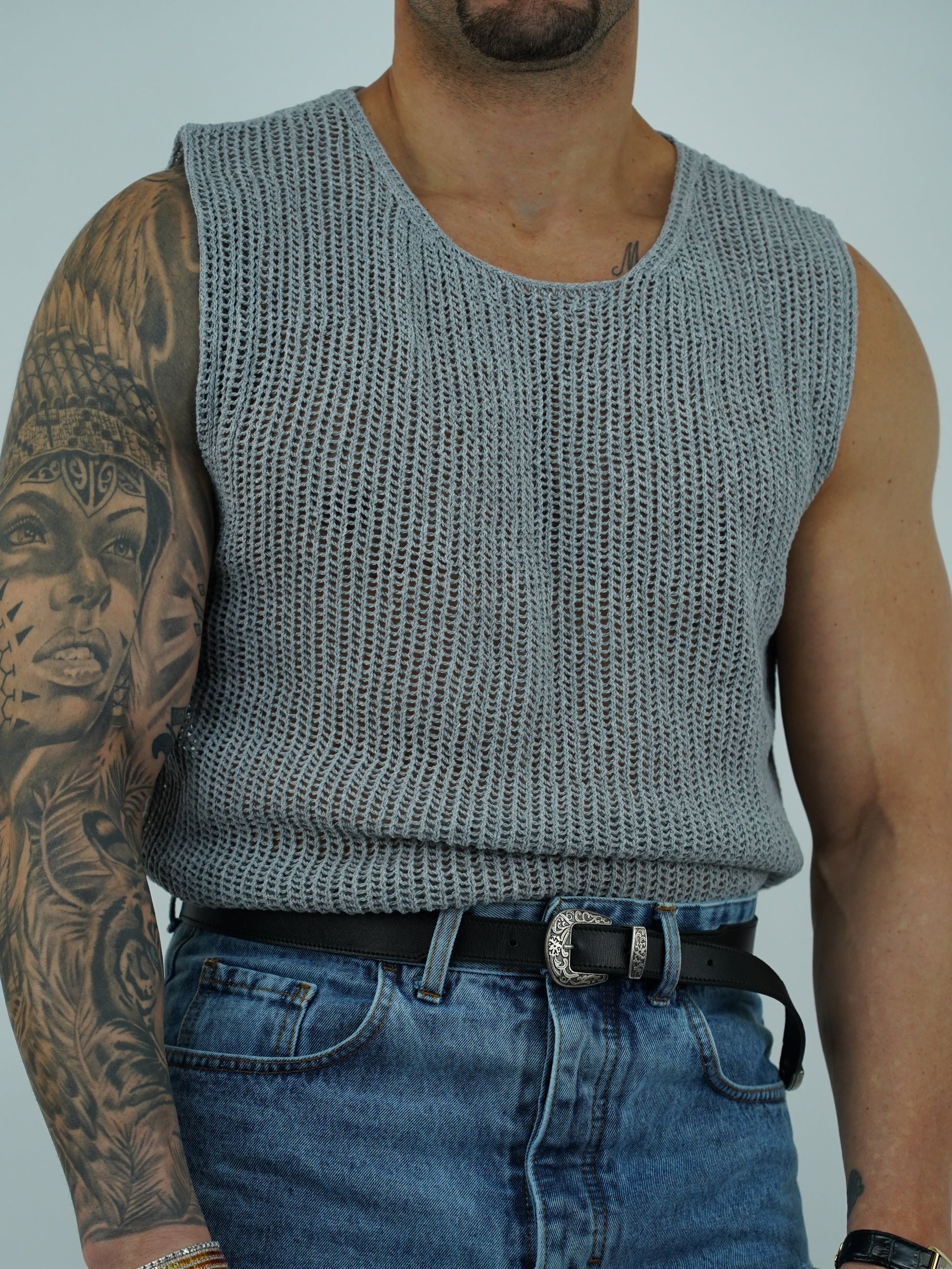 Canotta forata grigio fumo