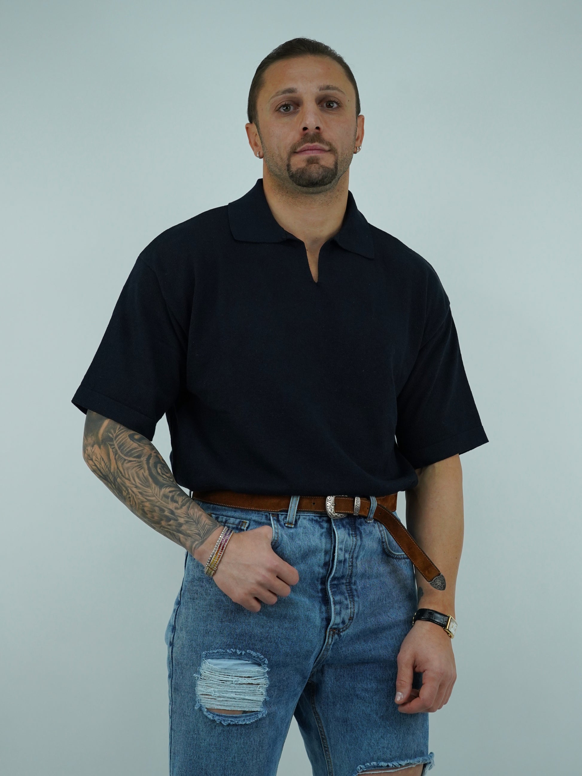 Polo smacchinata blu
