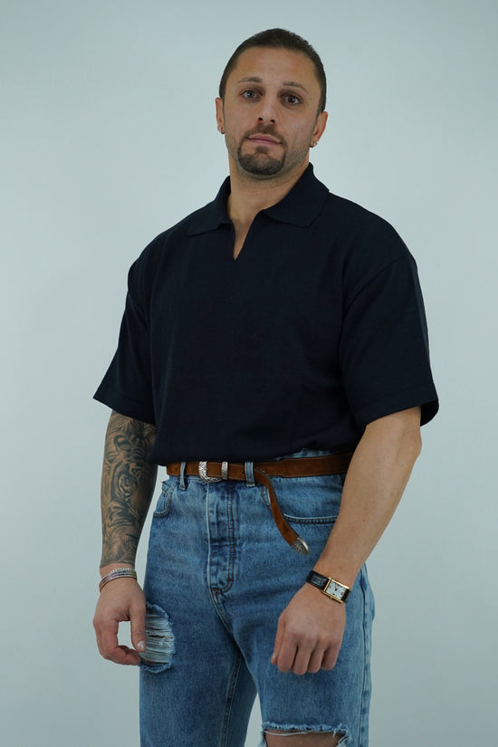 Polo smacchinata blu