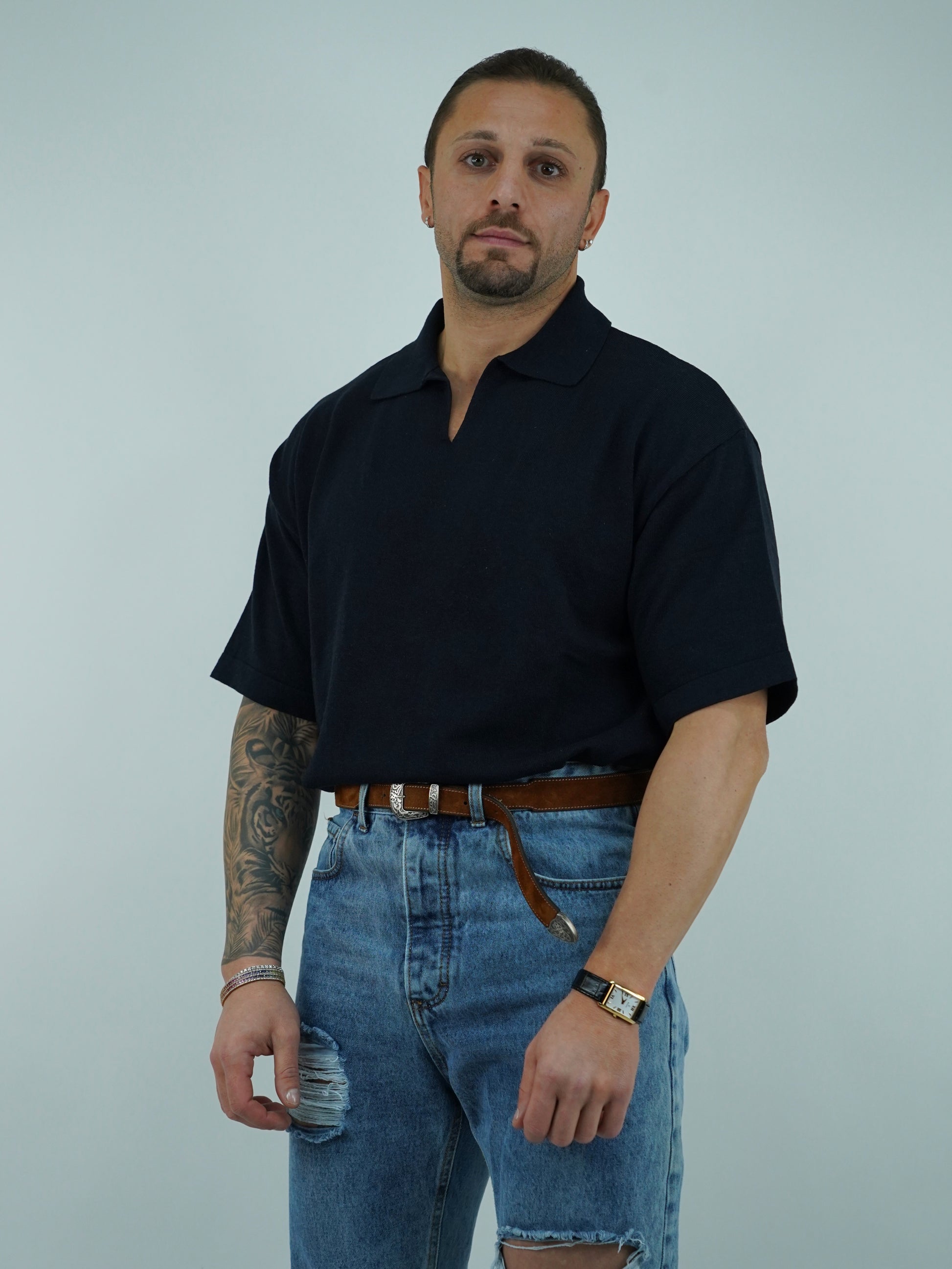 Polo smacchinata blu