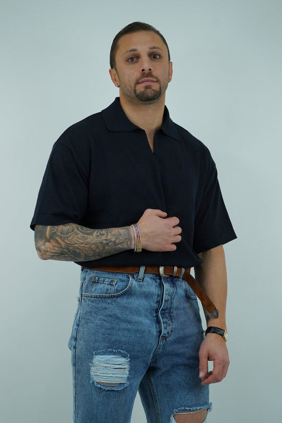 Polo smacchinata blu