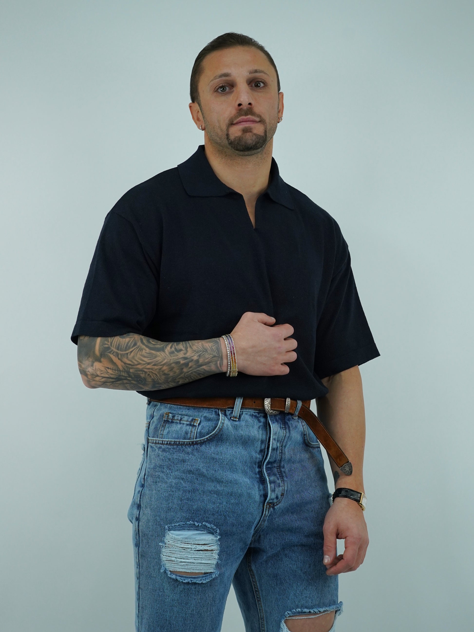Polo smacchinata blu