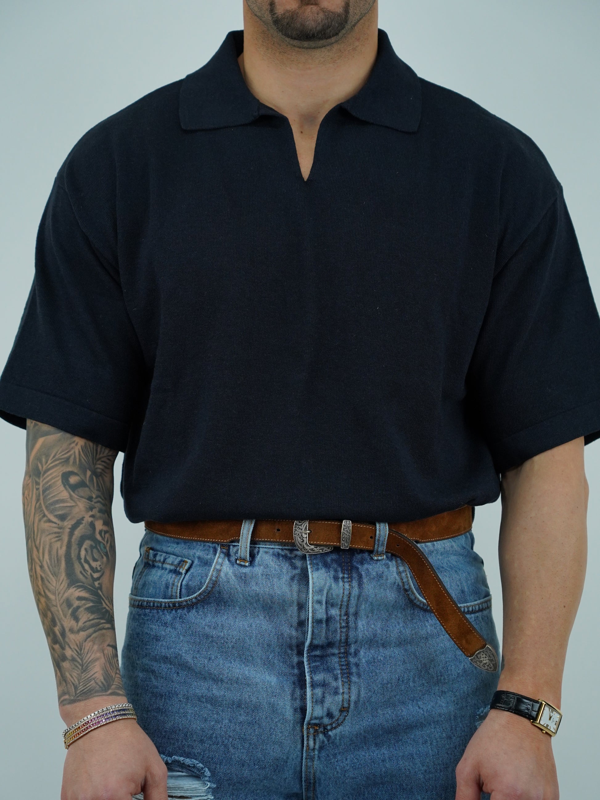 Polo smacchinata blu
