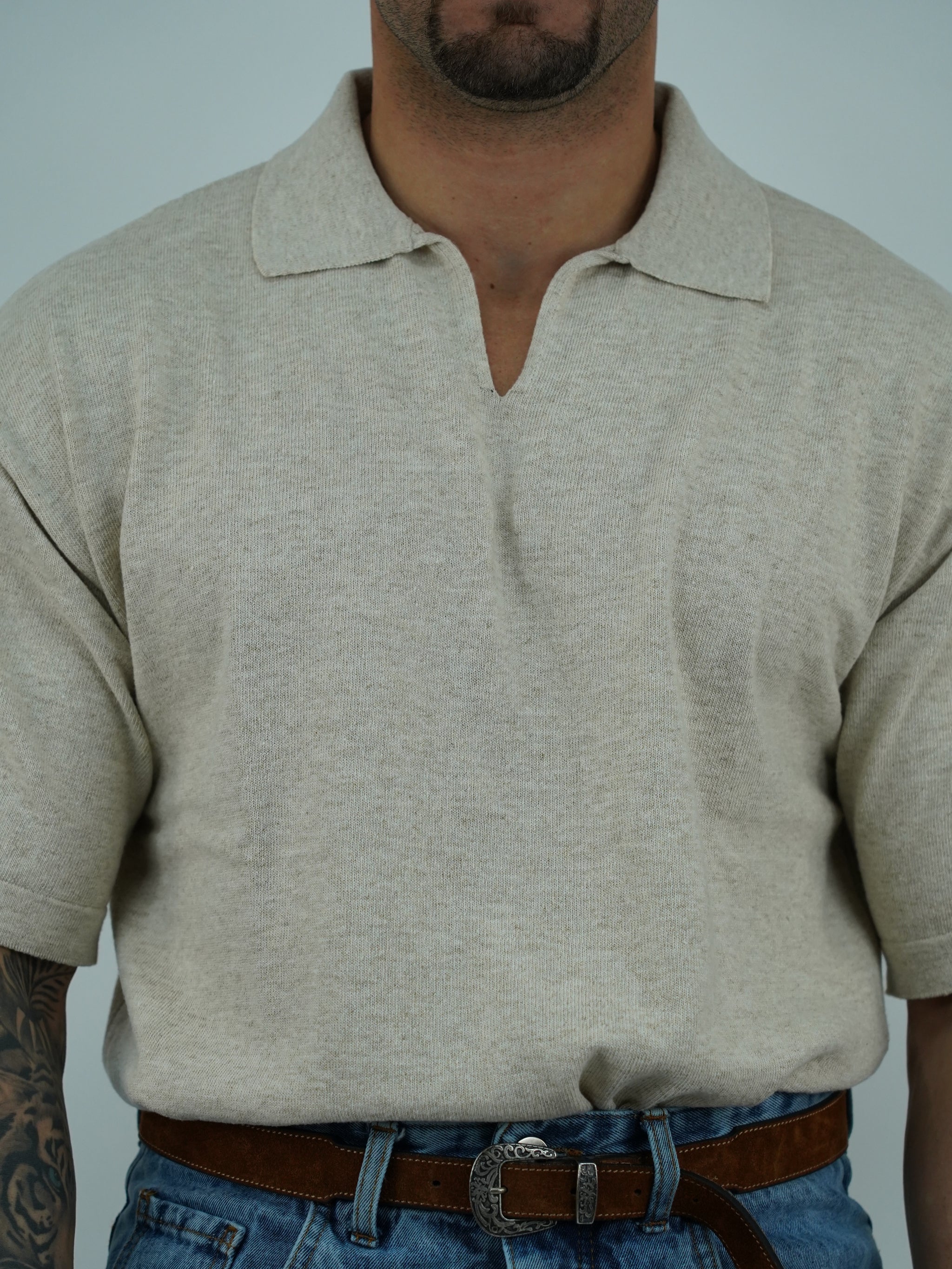 Polo smacchinata colore lino
