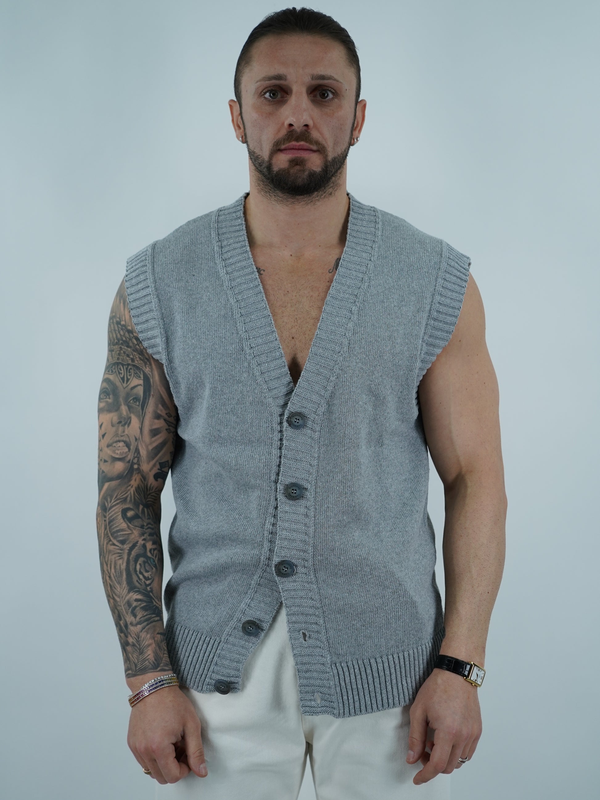 Gilet smacchinato grigio fumo