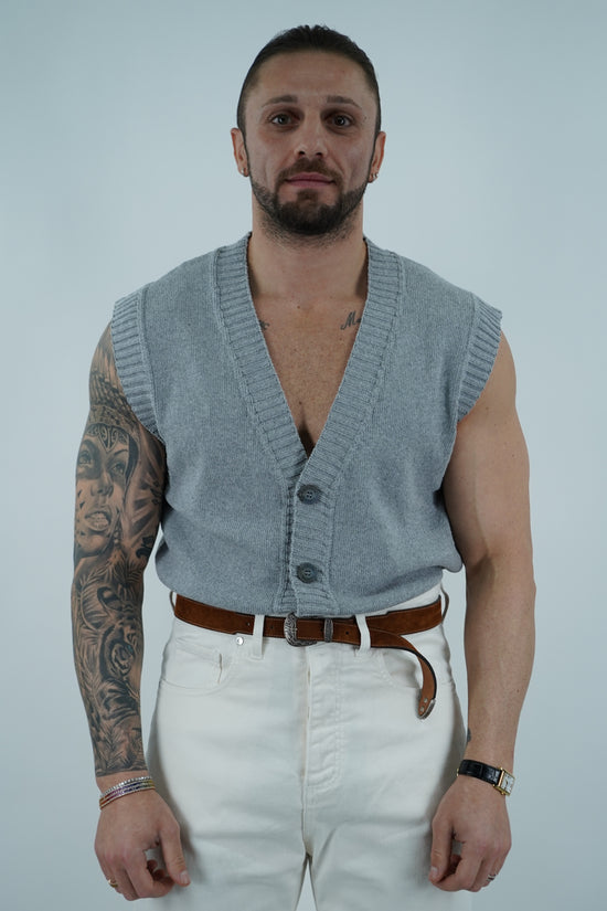 Gilet smacchinato grigio fumo