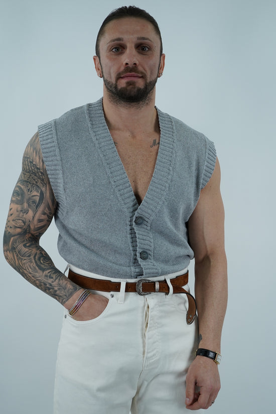 Gilet smacchinato grigio fumo