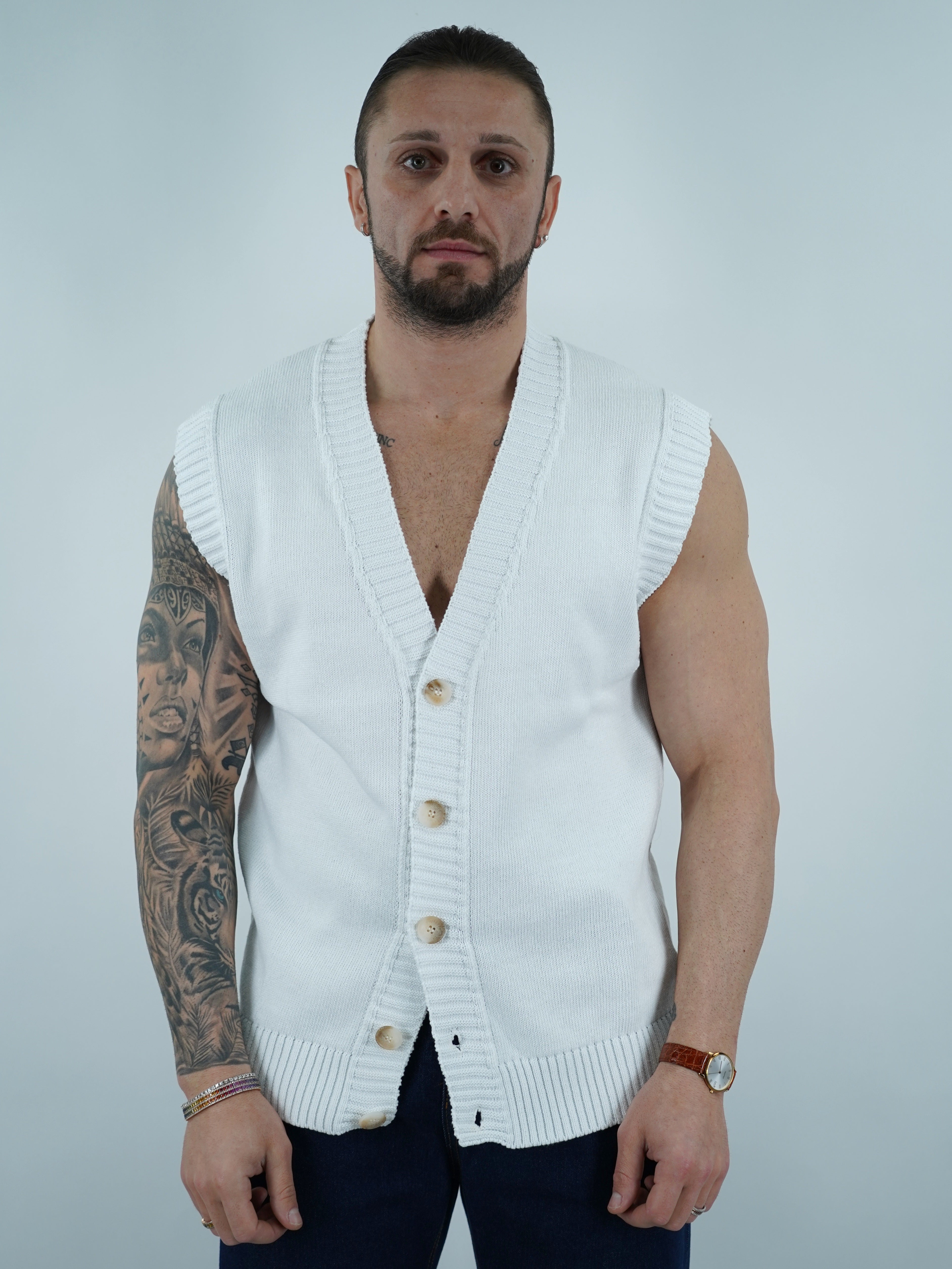 Gilet smacchinato bianco