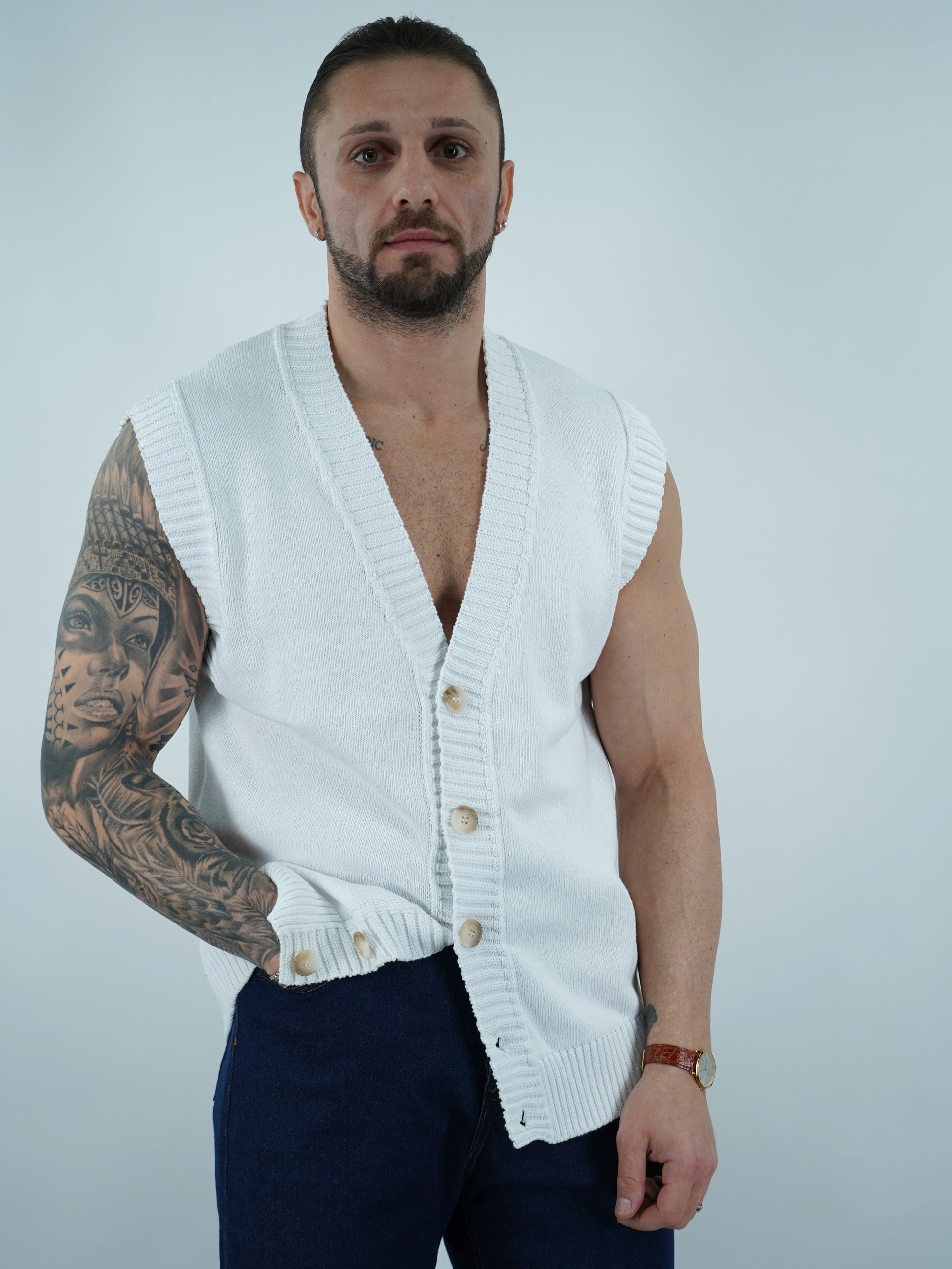 Gilet smacchinato bianco